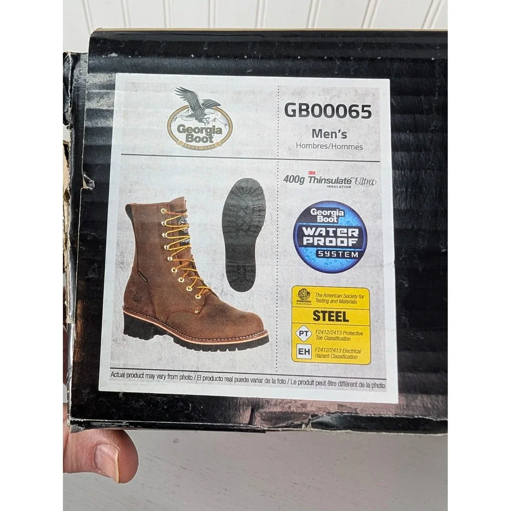 Georgia Logger Boots Men‎ GB00065 400G Waterproof Insulated Steel Toe 10.5M NOB